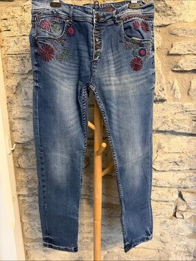 Desigual Embroidered Floral Jeans